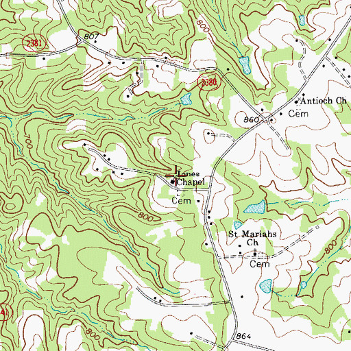 Topographic Map of Jones Chapel, NC