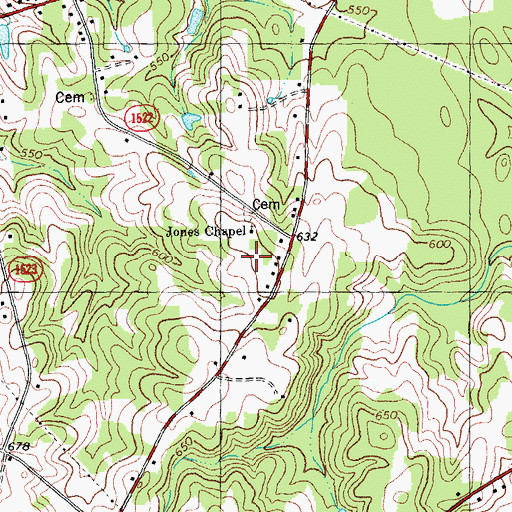 Topographic Map of Jones Chapel Baptist Church, NC