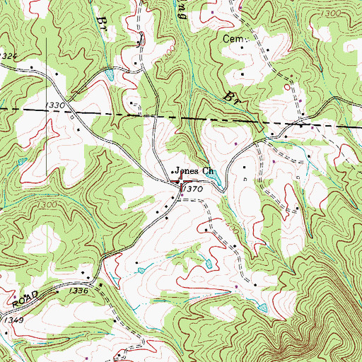 Topographic Map of Jones Church, NC