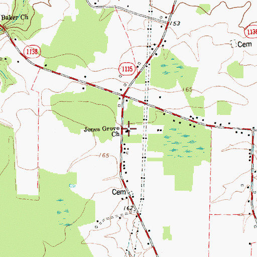 Topographic Map of Jones Grove Church, NC