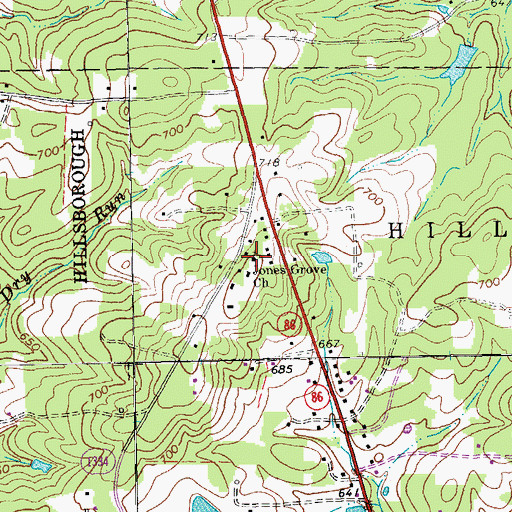 Topographic Map of Jones Grove Church, NC