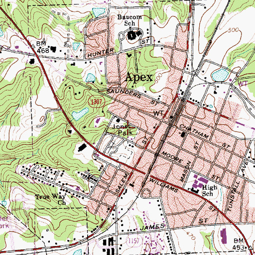 Topographic Map of Jones Park, NC