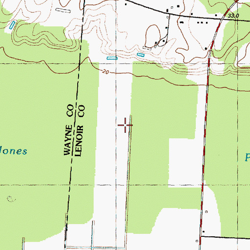 Topographic Map of Jones Pocosin, NC