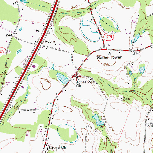 Topographic Map of Jonesboro Church, NC