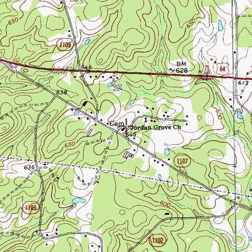 Topographic Map of Jordan Grove Church, NC