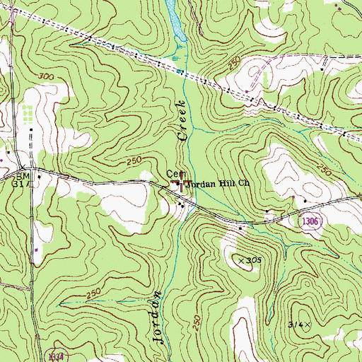 Topographic Map of Jordan Hill Church, NC