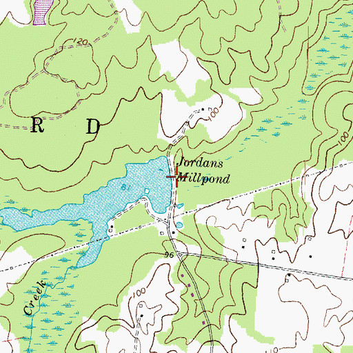 Topographic Map of Jordans Millpond, NC