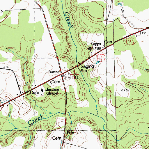 Topographic Map of Jordans Store, NC