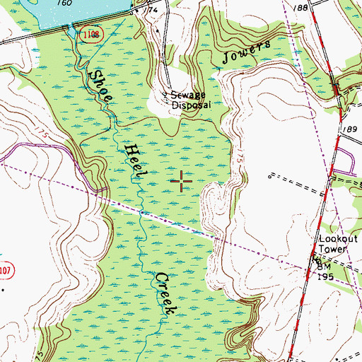 Topographic Map of Jowers Branch, NC
