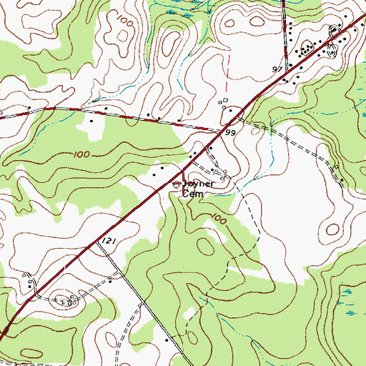 Topographic Map of Joyner Cemetery, NC