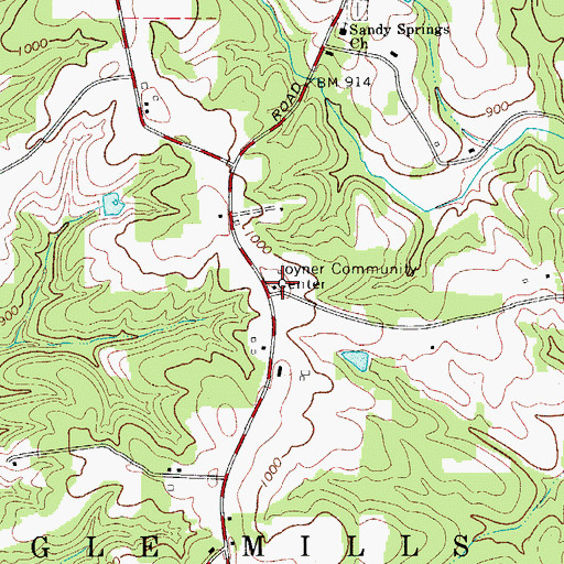 Topographic Map of Joyner Community Center, NC