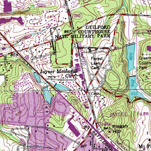 Topographic Map of Joyner Memorial Church, NC