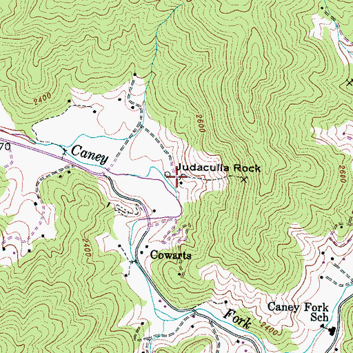 Topographic Map of Judaculla Rock, NC