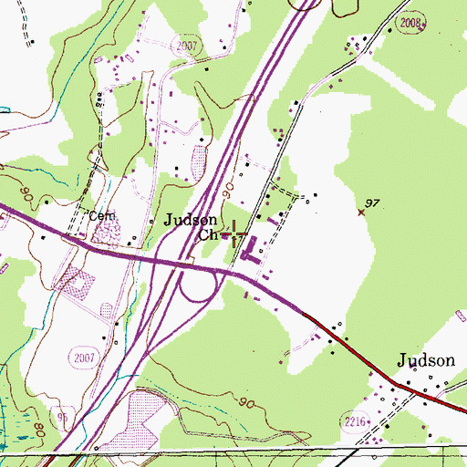 Topographic Map of Judson Church, NC
