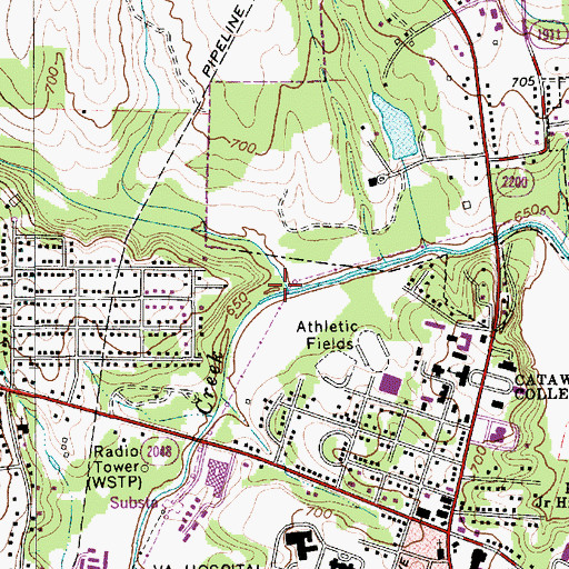 Topographic Map of Jump and Run Branch, NC