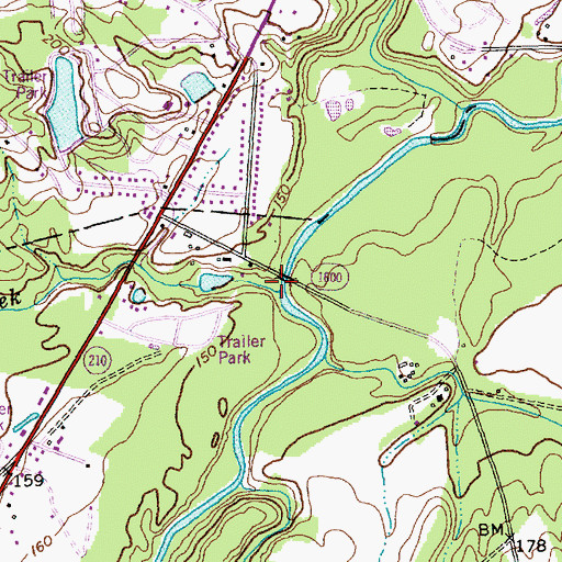 Topographic Map of Jumping Run Creek, NC