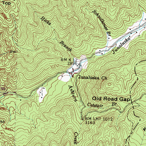 Topographic Map of Junaluska Church, NC