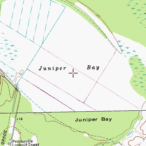 Topographic Map of Juniper Bay, NC