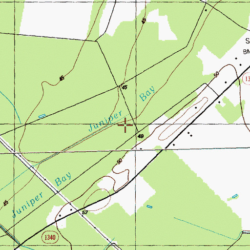 Topographic Map of Juniper Bay, NC