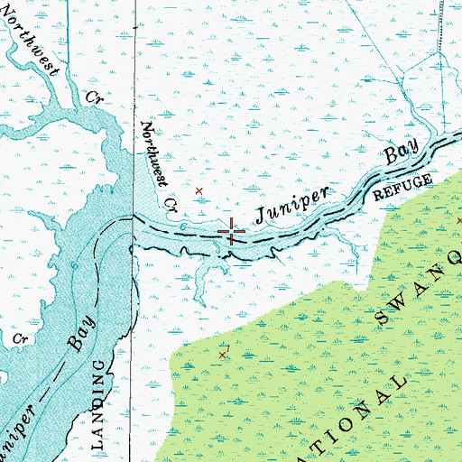 Topographic Map of Juniper Bay Creek, NC