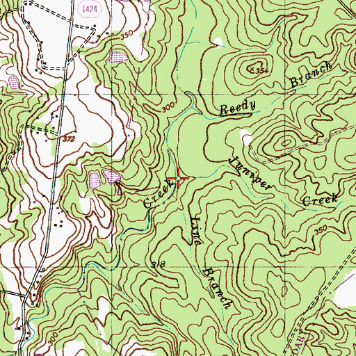 Topographic Map of Juniper Creek, NC