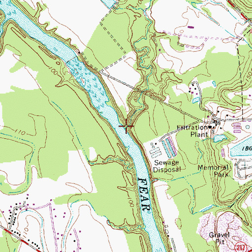 Topographic Map of Juniper Creek, NC