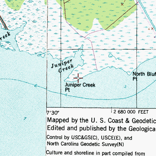 Topographic Map of Juniper Creek Point, NC