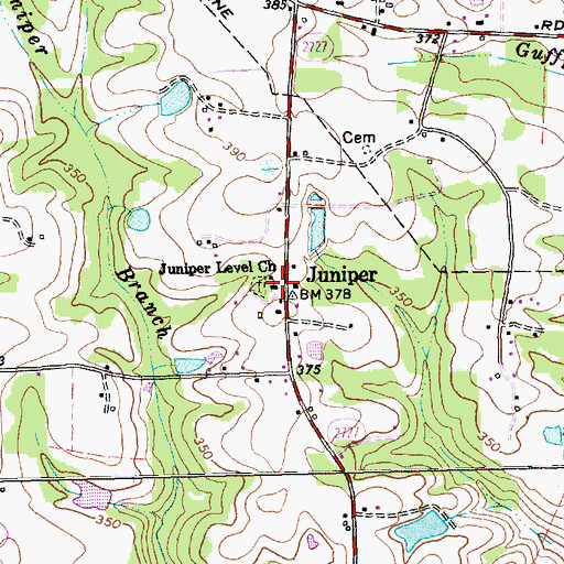 Topographic Map of Juniper Level Church, NC