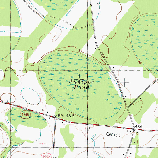 Topographic Map of Juniper Pond, NC