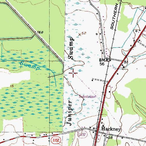 Topographic Map of Juniper Swamp, NC