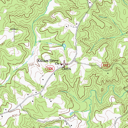 Topographic Map of Kallam Grove Church, NC