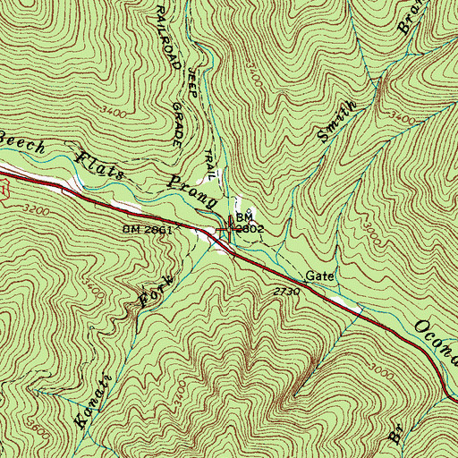 Topographic Map of Kanati Fork, NC