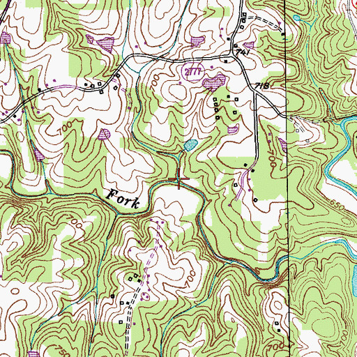 Topographic Map of Katie Branch, NC