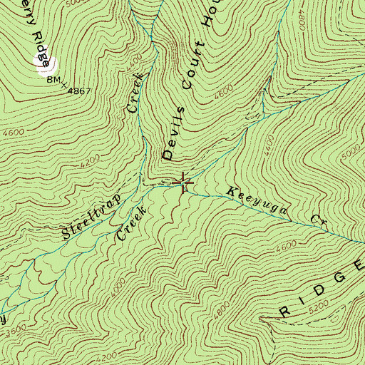Topographic Map of Keeyuga Creek, NC
