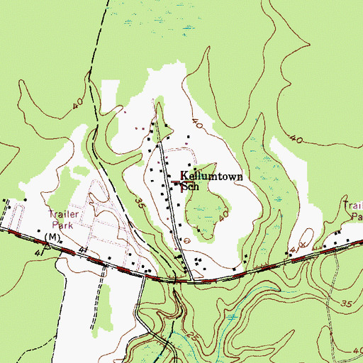 Topographic Map of Kellumtown School, NC