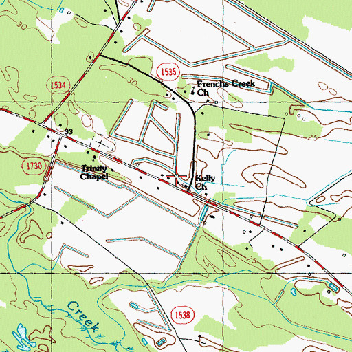 Topographic Map of Kelly Church, NC