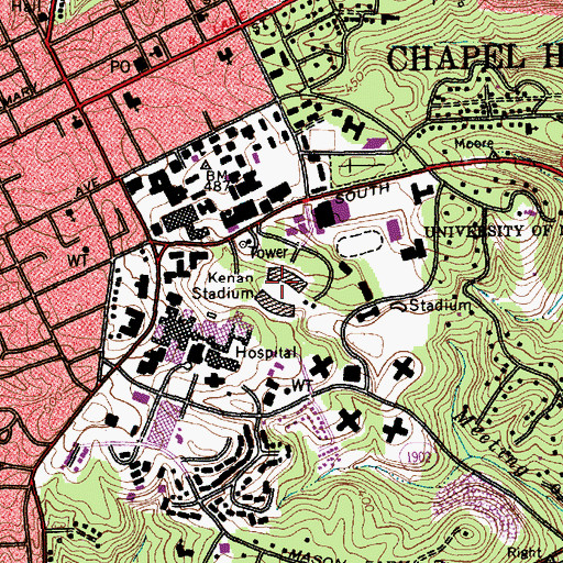 Topographic Map of Kenan Stadium, NC