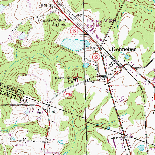 Topographic Map of Kennebec Church, NC