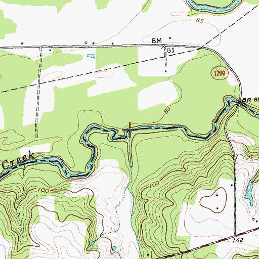 Topographic Map of Kennedy Mill Branch, NC