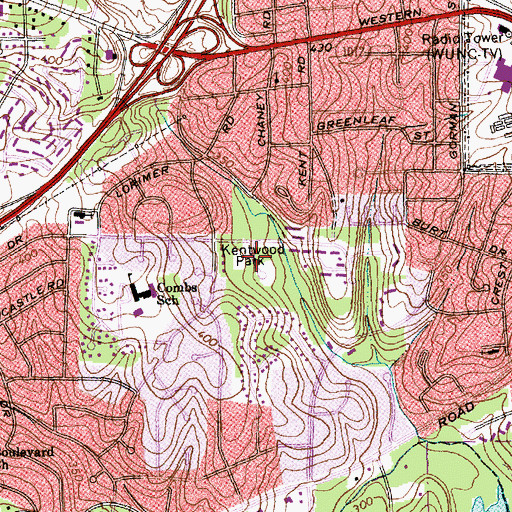 Topographic Map of Kentwood Park, NC