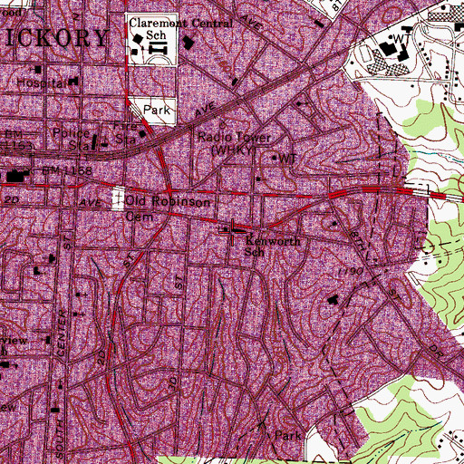 Topographic Map of Kenworth School, NC