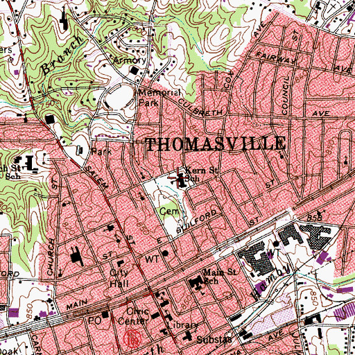 Topographic Map of Kern Street Elementary School, NC