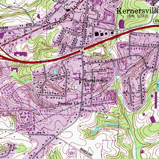 Topographic Map of Kernersville Church, NC