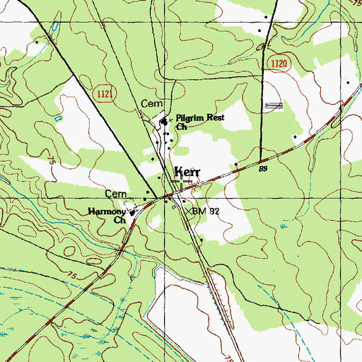 Topographic Map of Kerr, NC