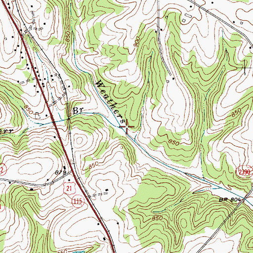 Topographic Map of Kerr Branch, NC