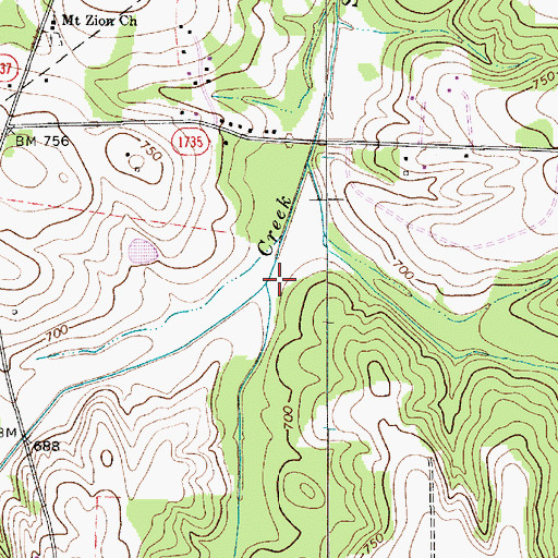 Topographic Map of Kerr Creek, NC