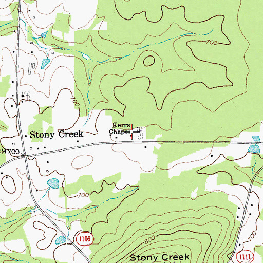 Topographic Map of Kerrs Chapel, NC