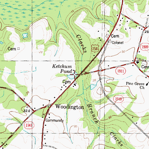 Topographic Map of Ketchum Pond, NC