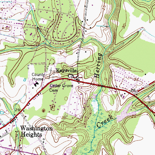 Topographic Map of Keysville Church, NC