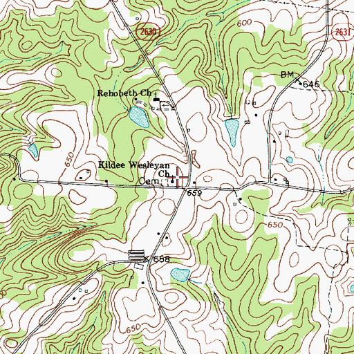 Topographic Map of Kildee Wesleyan Church, NC